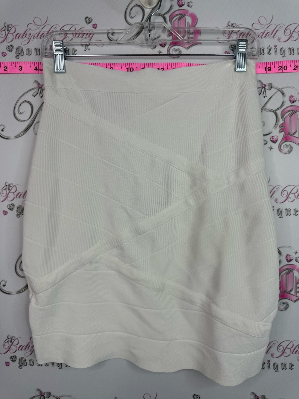 bebe skirt bandage gold zip up back white Cream Textured Mini Skirt